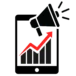 Logo de marca AdFlowSolutions. Imagen con un gráfico de crecimiento visualizado en dispositivo móvil y megáfono, simbolizando el uso de marketing y publicidad digital efectiva para el crecimiento de negocios gracias a la presencia digital estratégica y efectiva.